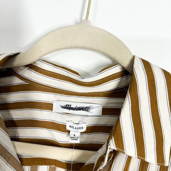 Madewell Crinkled Button Up Shirt Womens Long Sleeve‎ Striped Relaxed Small NWT - Picture 5 of 9